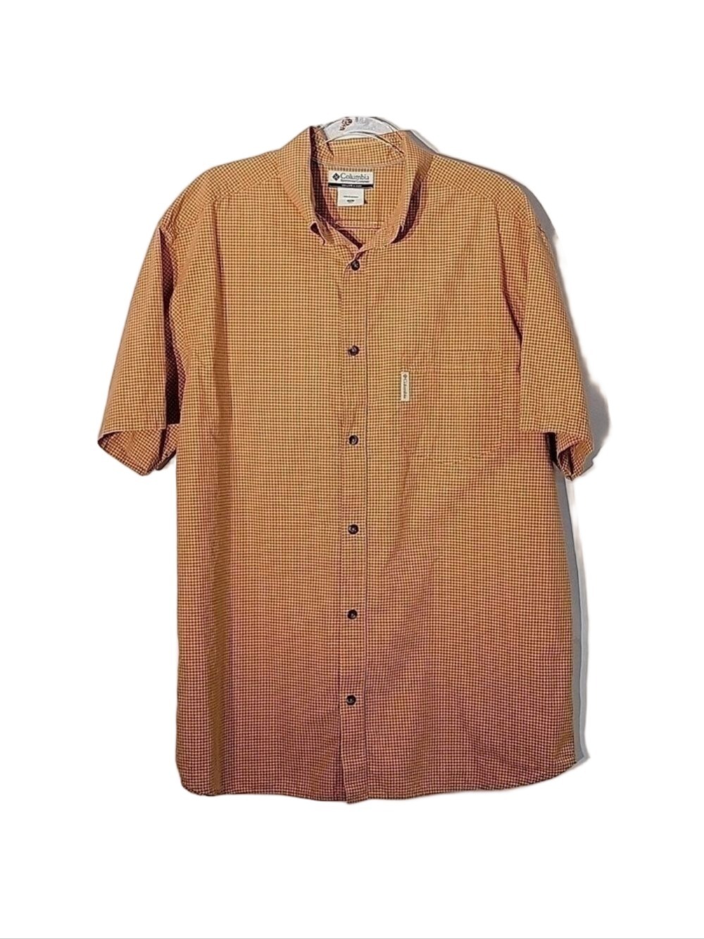 Columbia Sportswear Men's Orange Plaid Patterned Outdoor Shirt, Size XL